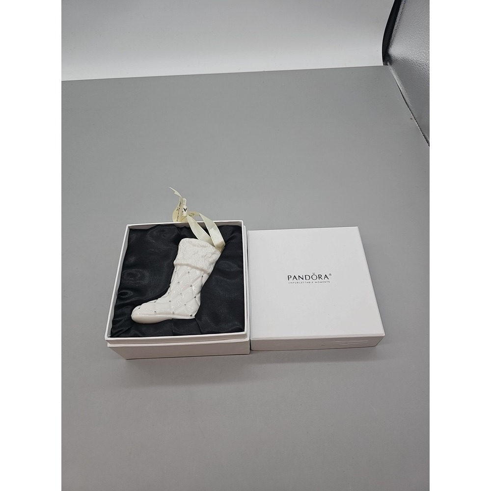 Pandora Santa Christmas Stocking Boot Ornament 2012 Ribbon Silk Box Pouch New